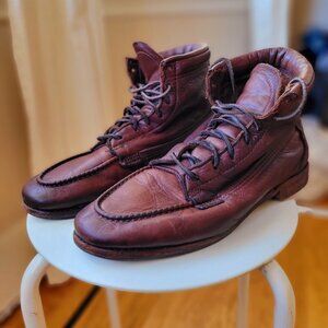 Vintage Shoe Company "Vincent" moc toe boots, brown, size 10